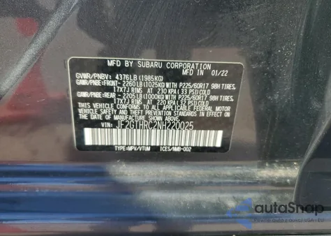 2022 Subaru Crosstrek Sport z USA, uszkodzony, nr VIN JF2GTHRC2NH220025